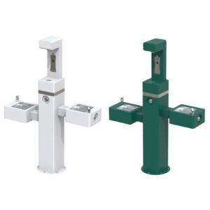Outdoor Free-Standing Drinking Fountain (Dual Level) with Bottle Filler